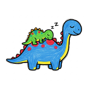 Baby Dinosaur Sleeping Safely on its Parents Back